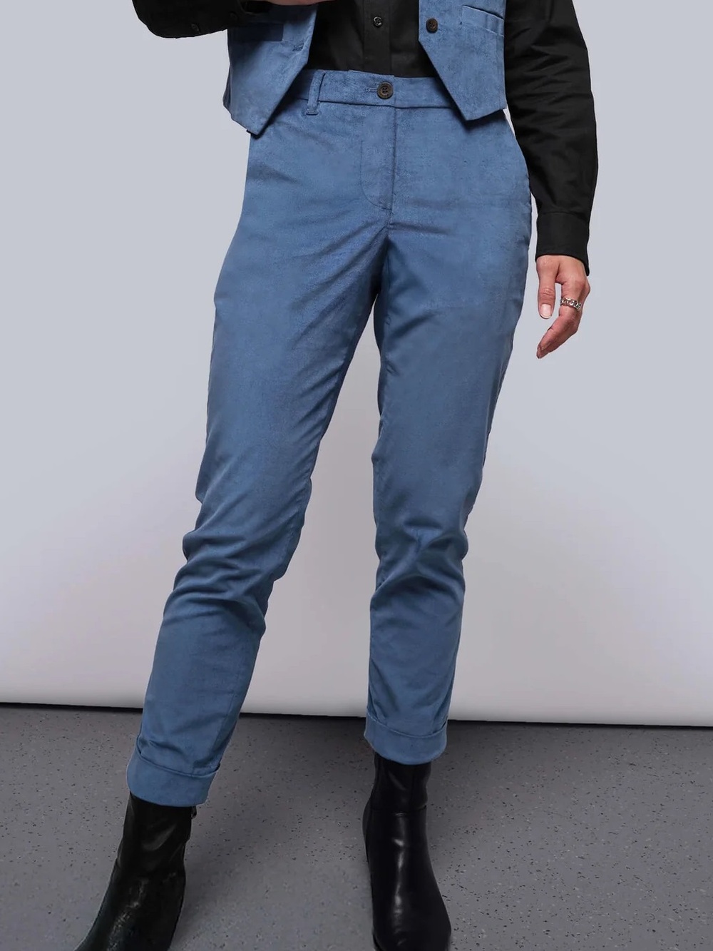 Wildfang The Empower Velveteen Trouser Size 8 NEW Blue Casual Business Office